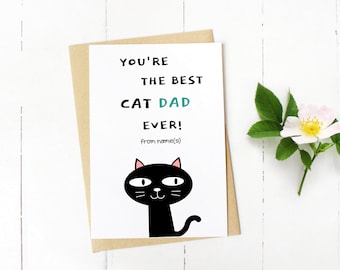 The best cat dad, fathers day card from the cat, fathers day card cat, father's day card cat customise