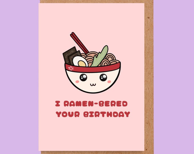Cute Ramen Birthday card - Kawaii Noodles Card, Cup Noodles | Cards for her, Cards for him | Cheeky, Boyfriend, Girlfriend, Husband, Wife
