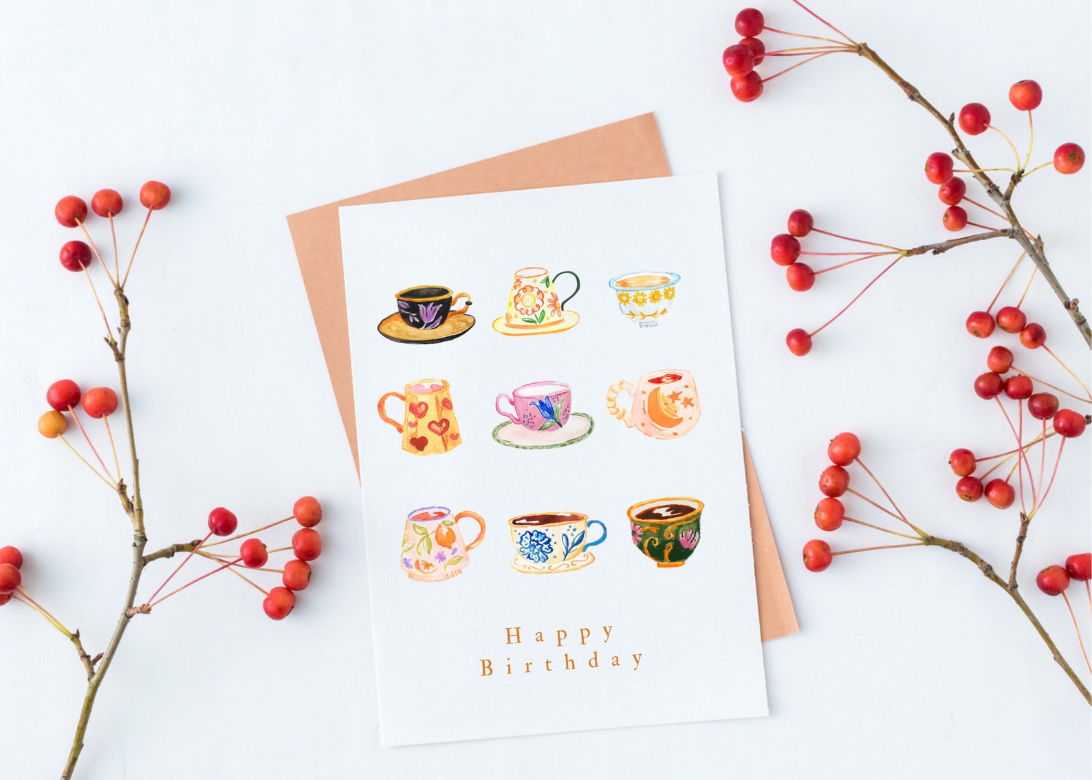Happy Birthday Tea Time Karte Tassen Tee Geburtstagskarte | Etsy