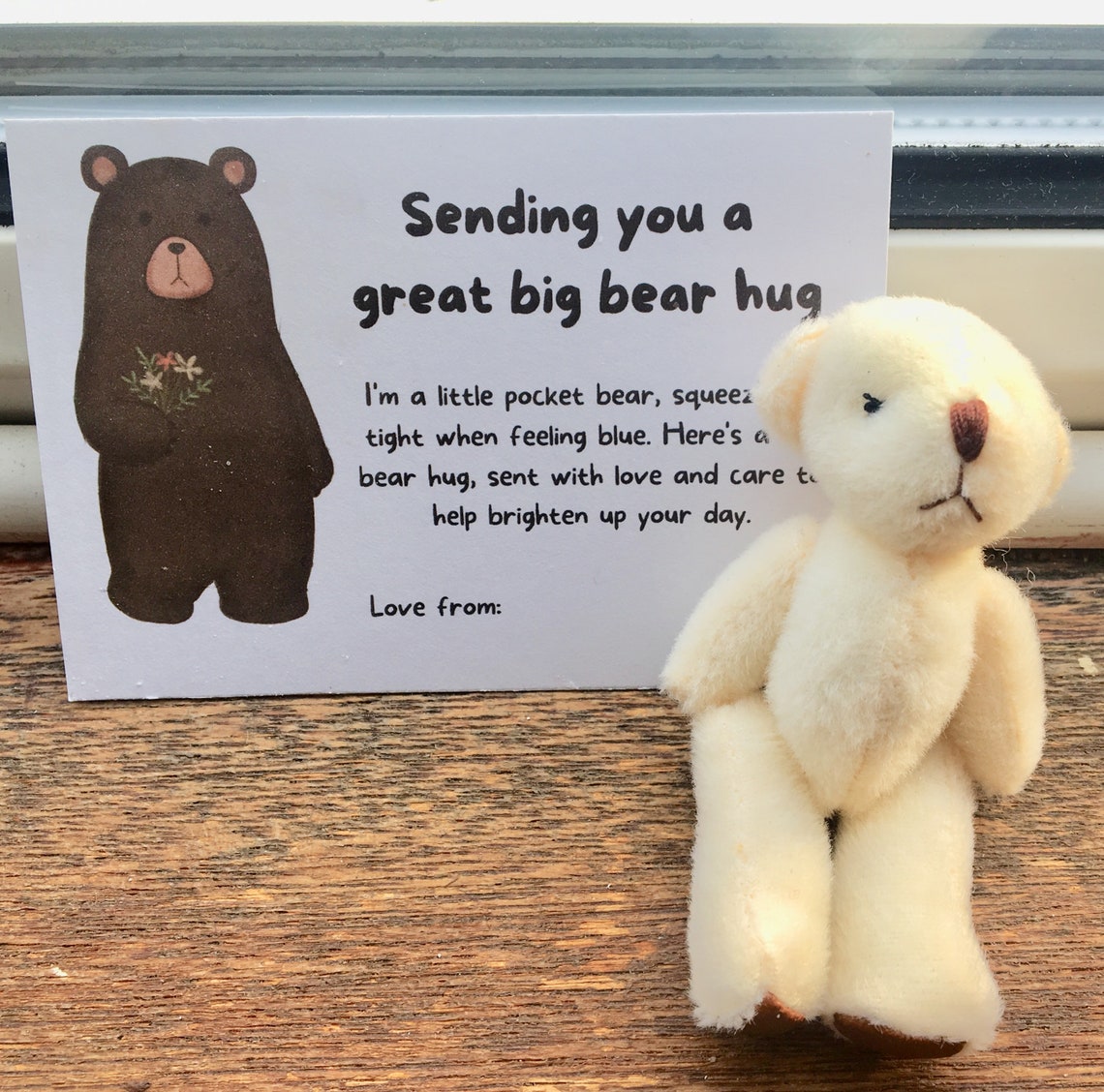 Bear Hug in a box. Positivity Bear. A little bear pocket hug. Etsy