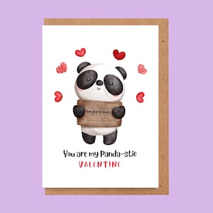 Gepersonaliseerde Panda Valentijnskaart/Liefde/Jubileumkaart/Gefeliciteerd vriend/vriendin