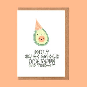 Biglietto di compleanno con avocado, biglietto per amante dell'avocado, Santo Guacamole È il tuo biglietto di compleanno, Biglietto di compleanno divertente per lui o lei, Biglietto di giochi di parole divertente