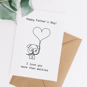 Te amo más que walkies, tarjeta del día del padre, perro, tarjeta de cumpleaños, del perro, aniversario, para él, para ella, para papá