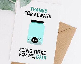 Tarjeta divertida del Día del Padre: Tarjeta de felicitación para papá con araña