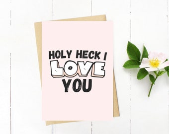 You Won My Heart, Holy heck I love you, Anniversary Card For Husband, Boyfriend, Valentine Card For Girlfriend, Valentine's Day card for him