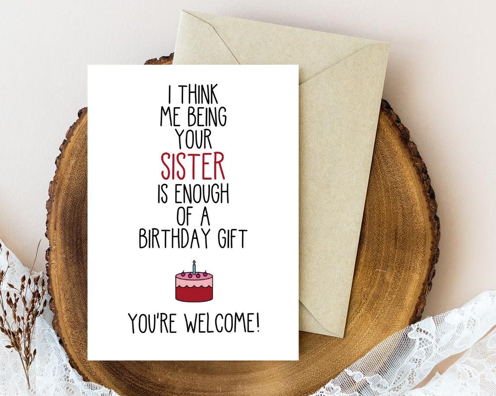 Funny Birthday Card for Sister Sister Birthday Card. Funny Etsy