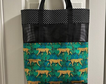 Vinyl mesh leopard print Market Bag