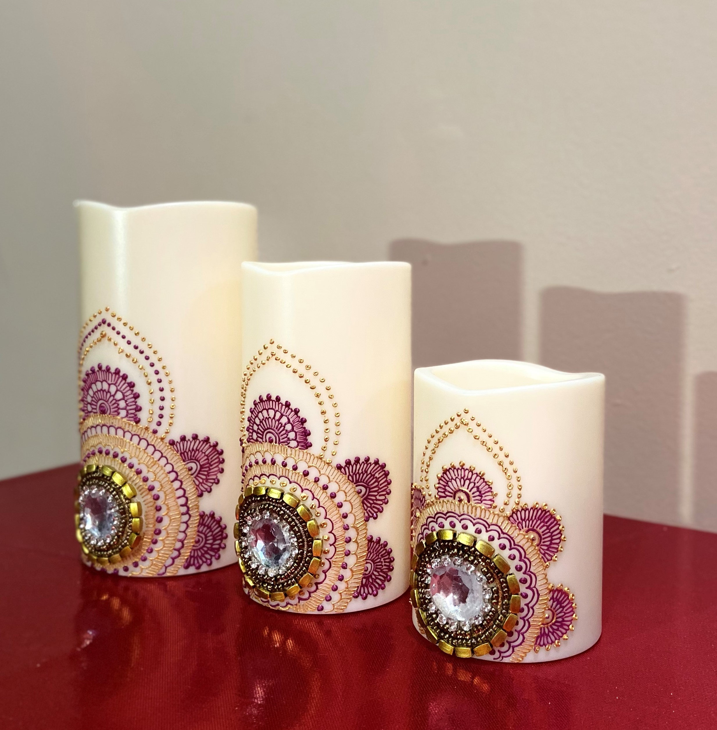 Set of 3 LED Pink Flameless Candles 6 inch 5 inch 4 inch Etsy