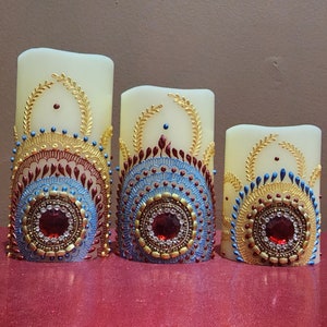 Set of 3 Color changing LED Flameless Candles 6, 5, 4 image 1