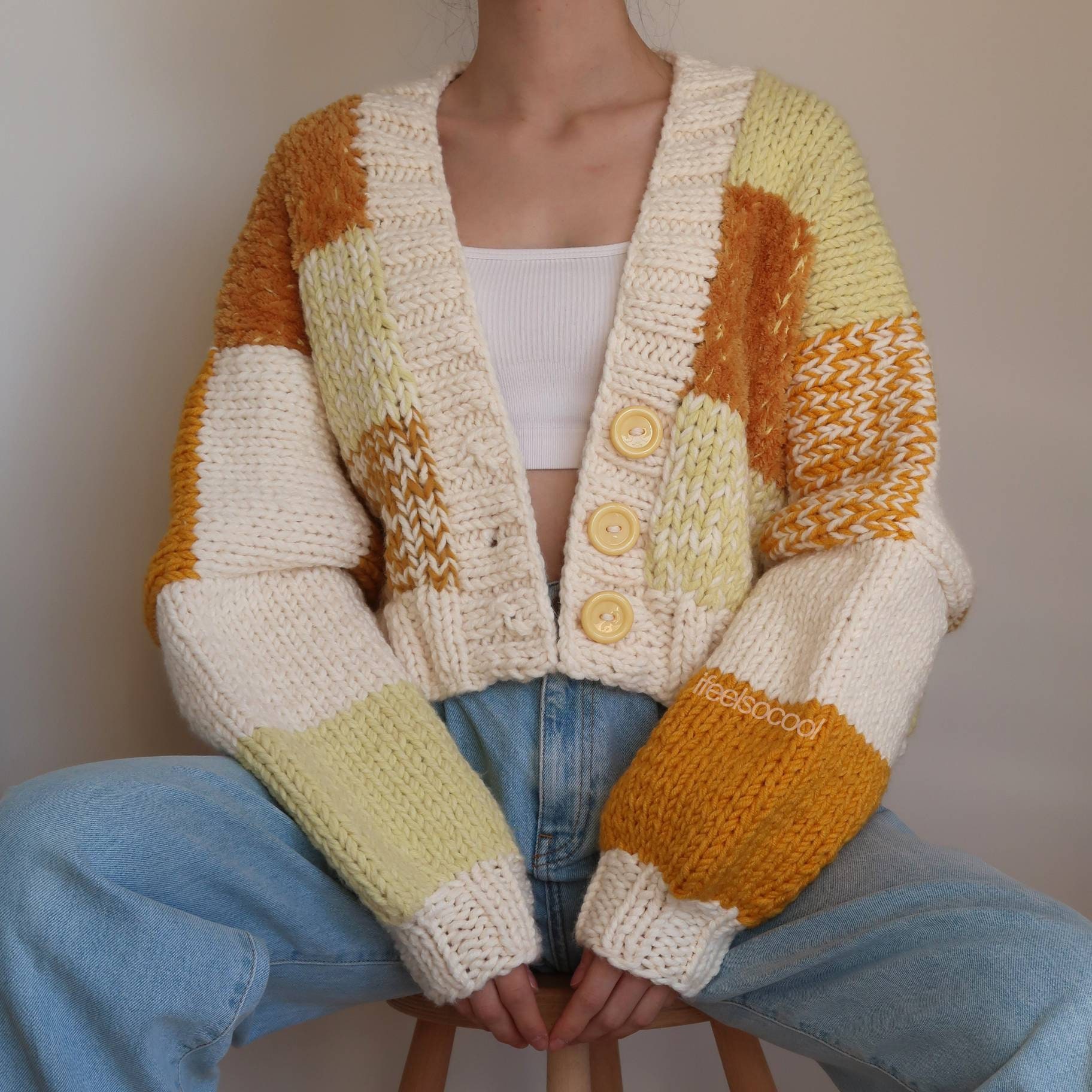 Honey Bubble Patchwork Cardigan (Oversized)