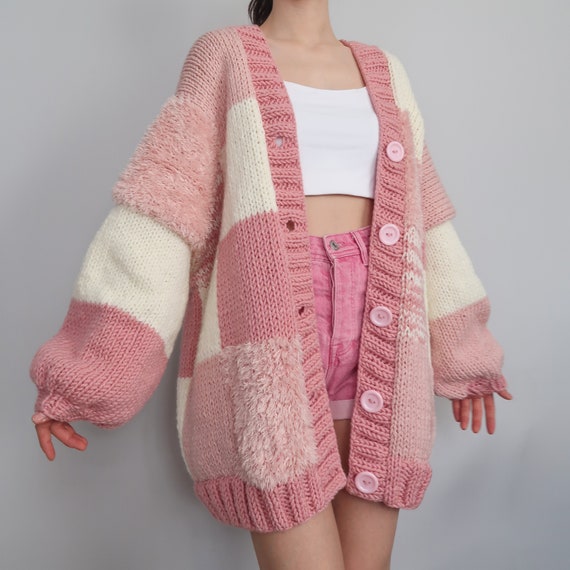 Pink Thinner Patchwork Cardigan | I Feel so Cool Custom
