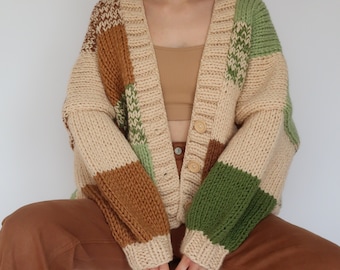 Porter Classic H/W PATCHWORK KNIT CARDIGAN / BLACK