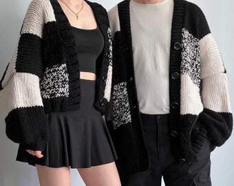 Male Version | Black Thinner Patchwork Cardigan | I Feel So Cool Custom Orders