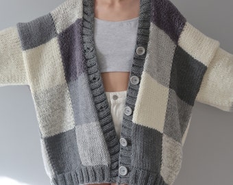 日本最大の Hazy Cool so Feel I | Cardigan Patchwork Thinner Clouds トップス