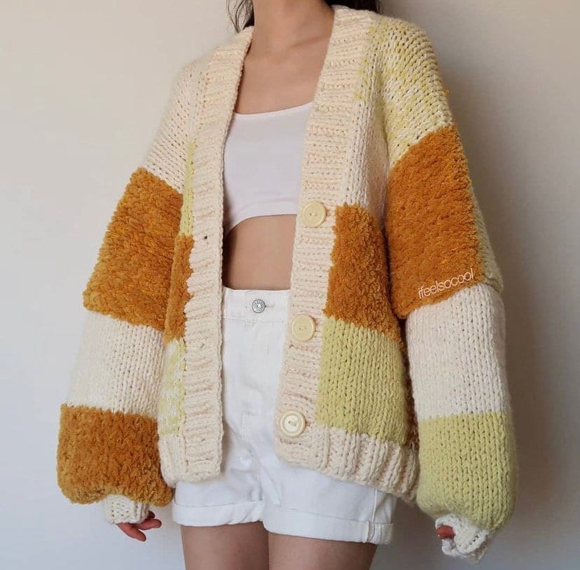 Oversized Honey Bubble Patchwork Cardigan - Etsy