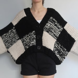 Black Patchwork Cardigan | I Feel so Cool Custom Orders - Etsy