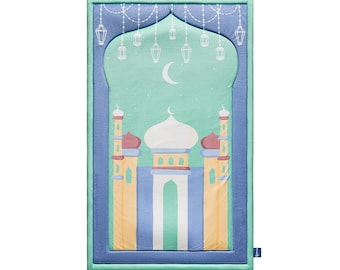 Alfombra de oración acolchada para niños con diseño de la Mezquita de Bombay en color aguamarina, de Urban Rugs UK