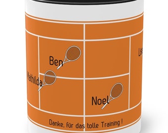 TENNIS, cadeaus voor tenniscoaches, coachcadeau, gepersonaliseerde cadeaucoach, afscheidscadeaucoach, mok voor tennisinstructeur
