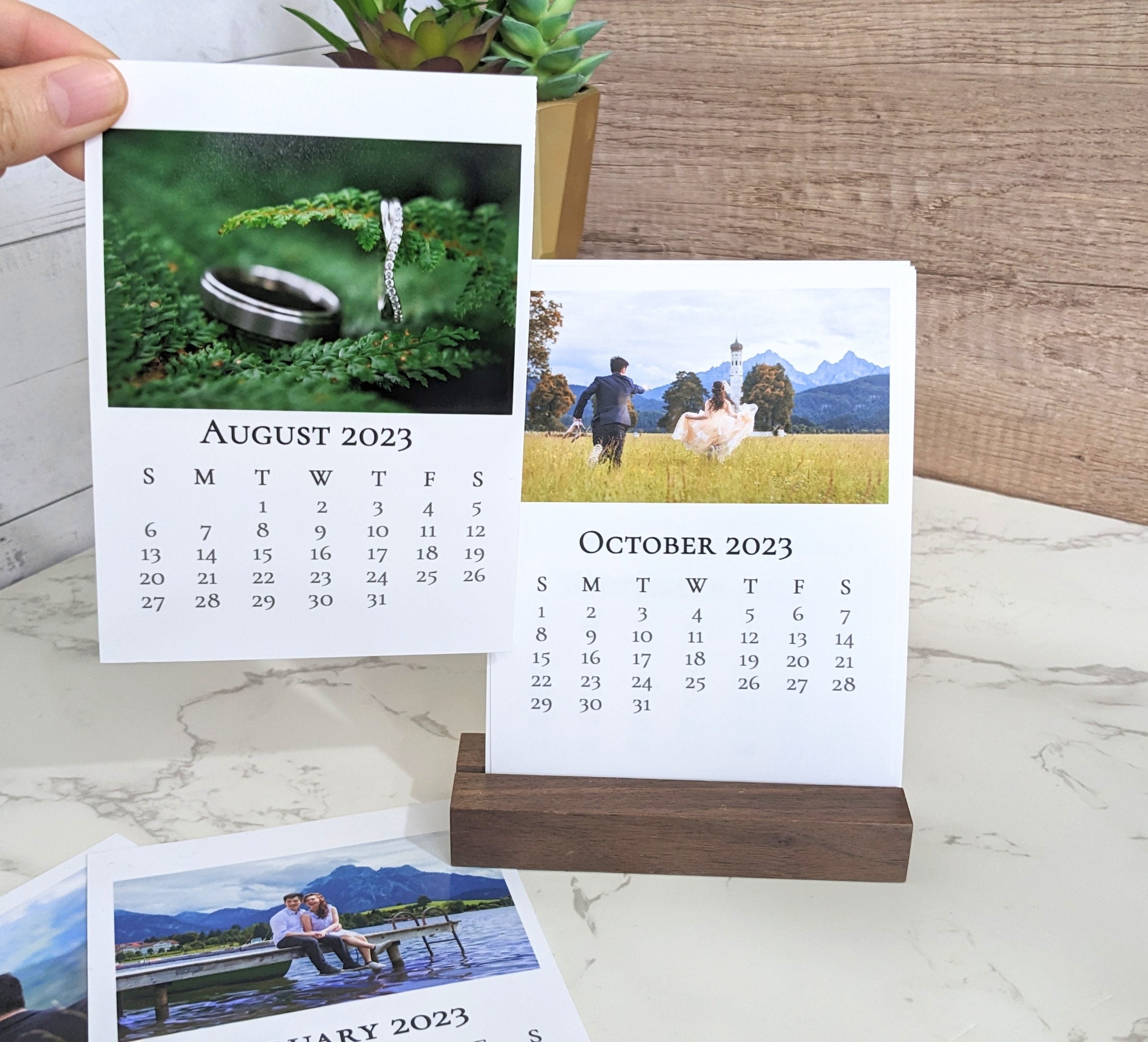 Personalized Photo Calendar Satin Finish, Simple Office Desktop