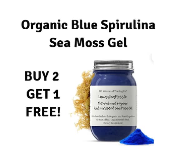 Buy 2 Get 1 FREE!  Organic Alkaline Blue Spirulina Sea Moss Gel | Dr. Sebi Inspired