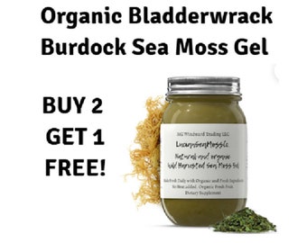 Buy 2 Get 1 Free! Alkaline Irish Sea Moss Gel Infused With Organic Bladderwrack & Organic Burdock Root 100% Organic, Dr. Sebi Inspired