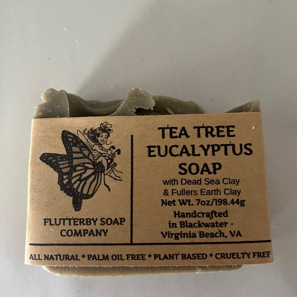 Buy 2 Get 1 FREE!  Handmade Tea Tree Eucalyptus Sea Moss Soap | Plant Based | All Natural | Cruelty Free 7oz