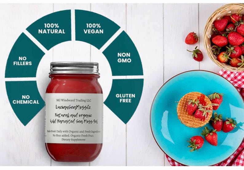 Buy 2 Get 1 Free! Alkaline Organic Irish Sea Moss Gel Infused With Organic Chlorella 100% Organic, Dr. Sebi Inspired image 3