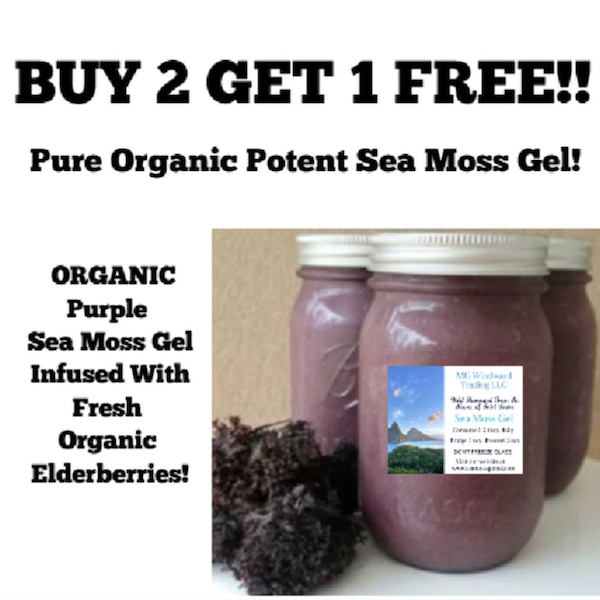 BUY 2 GET 1 FREE!! | Organic Alkaline Purple Irish Sea Moss Gel Infused with Elderberry | Dr Sebi Inspired | Incredible Results!