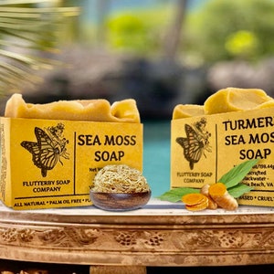 Buy 2 Get 1 Free! Organic Handmade Sea Moss Soap Turmeric and MORE! | All Natural | Cruelty Free | Plant Based 7oz. | Choose from 15 Soaps!