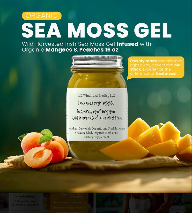 Buy 2 Get 1 FREE! Organic Ashwagandha Infused Alkaline Sea Moss Gel | Choose Alkaline Ashwagandha OR Ashwagandha Fresh Mango Gel afbeelding 7