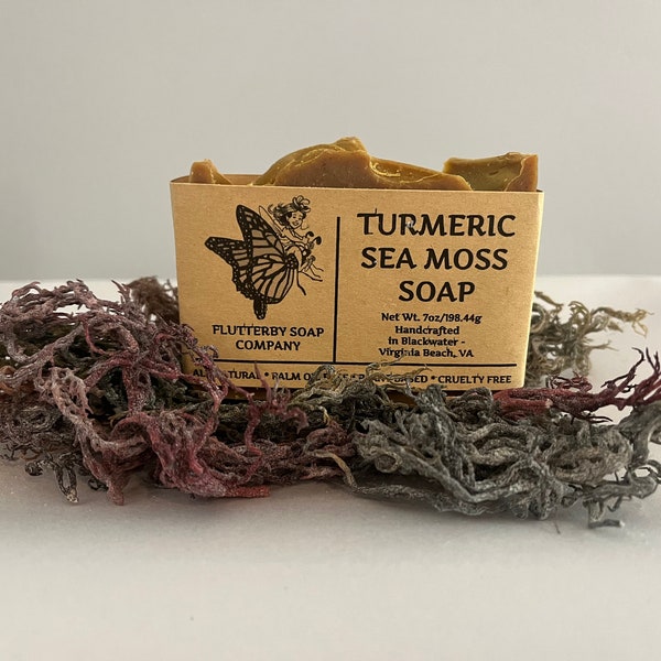 Buy 2 Get 1 FREE! Handmade Turmeric Sea Moss Soap | All Natural | Cruelty Free | Plant Based 7oz.