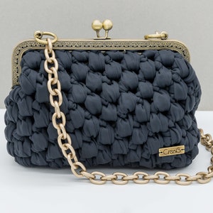 Anthracite bag, Clutch frame, Fashion metal frame, Kisslock pouch bag, Clip frame bag, Kisslock shoulder bag, Frame bag, Chic Shoulder bag