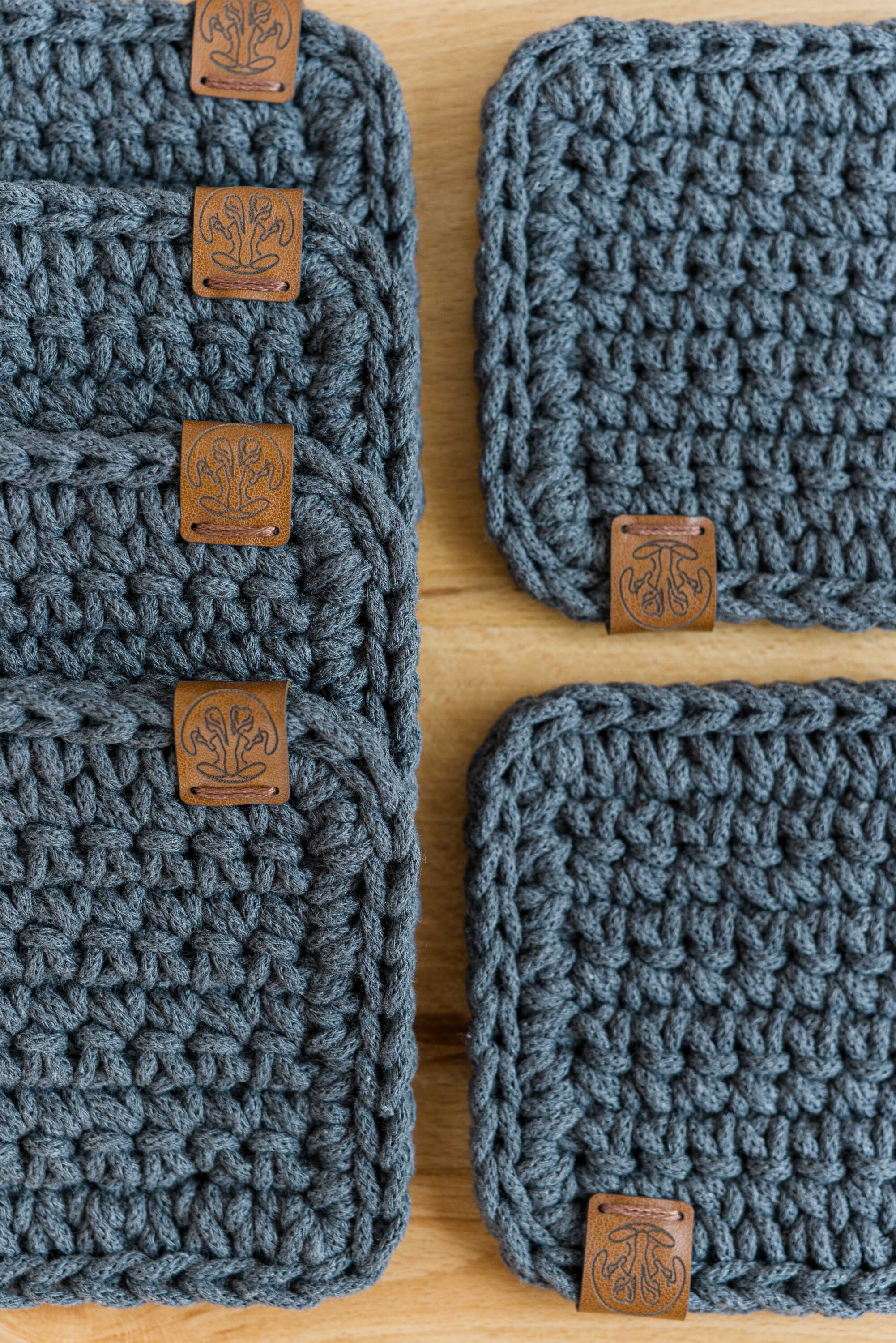 Gray Crochet Coasters, Anthracite Square Coasters, Modern Coasters Set ...