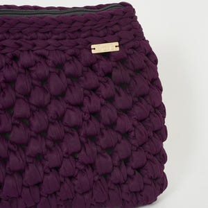 Bolso de mano morado, Bolso de mano, Bolso de mano de lujo Bolso de mano con cremallera Bolso de moda Bolso de mano Bolso de mano con parte de cuero Bolso color berenjena hecho a mano