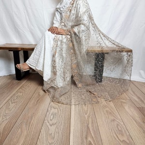 Soft net dupatta with gold embroidery and pearl work. Traditional dupatta eid party wear. PLEASE READ DESCRIPTION