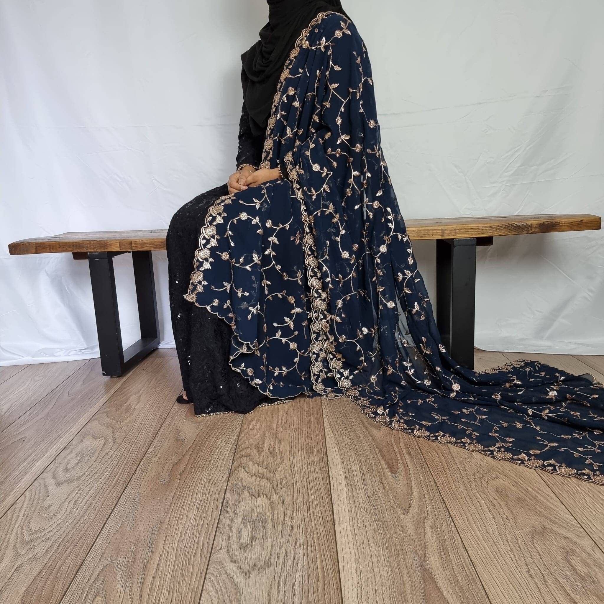 Mustard Embellished Chiffon Dupatta