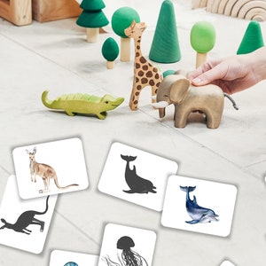 Animal Shadow Matching Flash Cards, Vorschullehrplan, Lernen zu Hause, Montessori druckbar, Naturstudie, Memory-Spiel