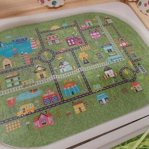 Druckbare Trofast Flisat Deckeleinlage, Stadt Stadt Straßenkarte, Homeschool Montessori Transport Lernen