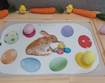 Insert de couvercle imprimable Trofast Flisat, Homeschool Apprendre les couleurs, Jeu de tri des couleurs de Pâques Montessori