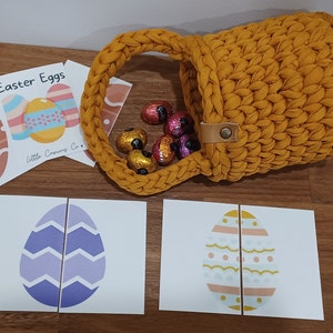 Cartes d'association d'oeufs de Pâques, programme préscolaire, apprentissage à la maison, imprimable Montessori, jeu de mémoire