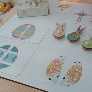 Cartes d'association d'oeufs de Pâques, programme préscolaire, apprentissage à la maison, imprimable Montessori, jeu de mémoire