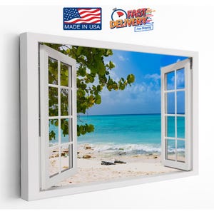 Ocean View Canvas Print: Open Window Beach Wall Art