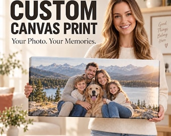Custom Panoramic Photo Canvas Print, Personalized Wide Wall Art