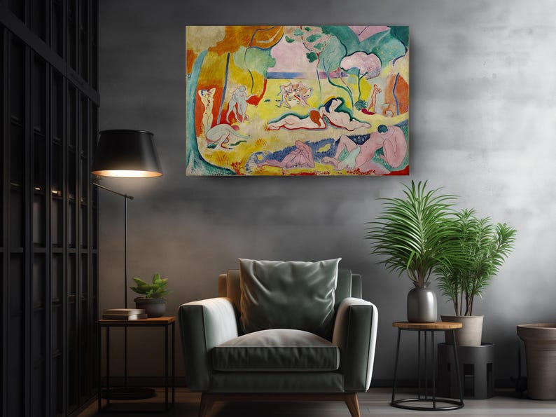 Fauvist Art Colorful Garden Scene, Abstract Canvas Print, Modern Wall Art bild 3