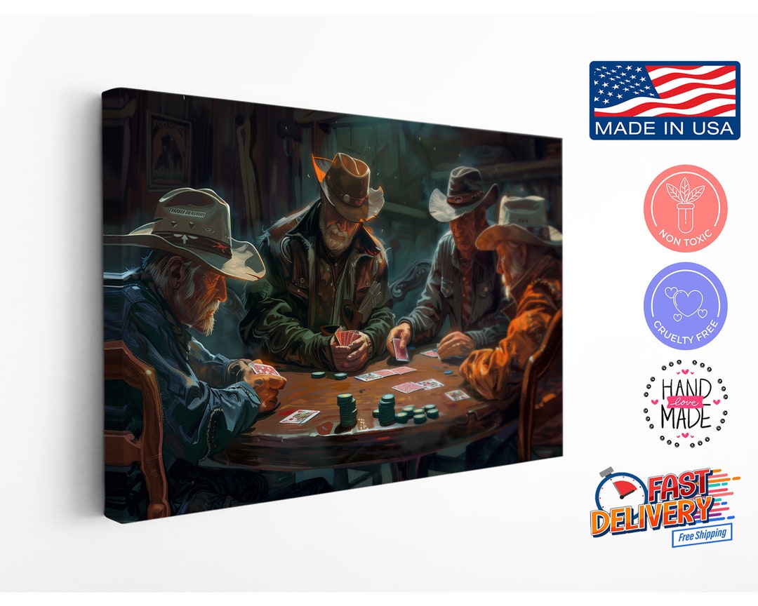 Cowboys Playing Poker Wild West-themed Oil Painting Reproduction - High-quality Canvas Print for ...