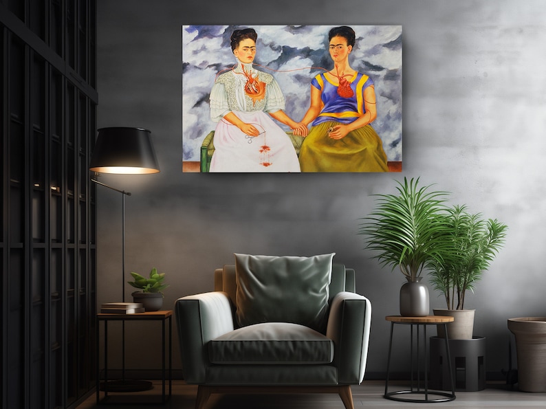 a painting of two women sitting next to each other