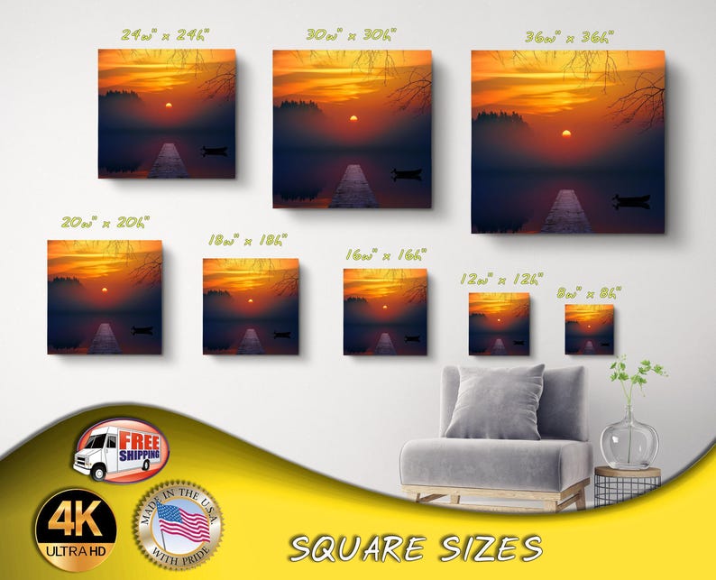 Custom Square Photo Canvas Print, Personalized Picture Wall Art image 2