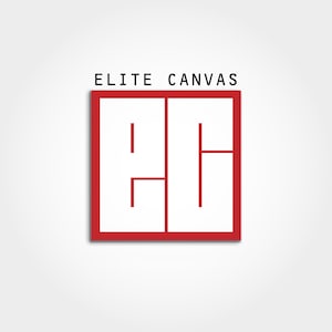 May include: A red square with the text "ELITE CANVAS" above it. Inside the square are two vertical lines and a horizontal line forming the letter "H".