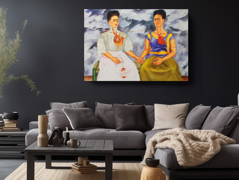 a painting of two women sitting on a couch