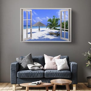 Beach Scene Handcrafted, Ocean Inspired Art, Protective, Landscape Canvas Print image 2